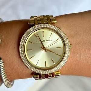 Michale Kors Gold Watch with Pavé Topring